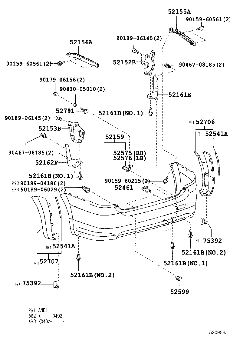  WISH |  REAR BUMPER BUMPER STAY