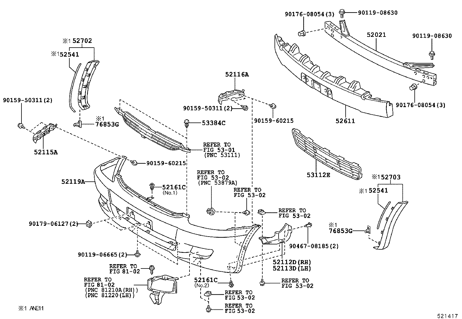  WISH |  FRONT BUMPER BUMPER STAY