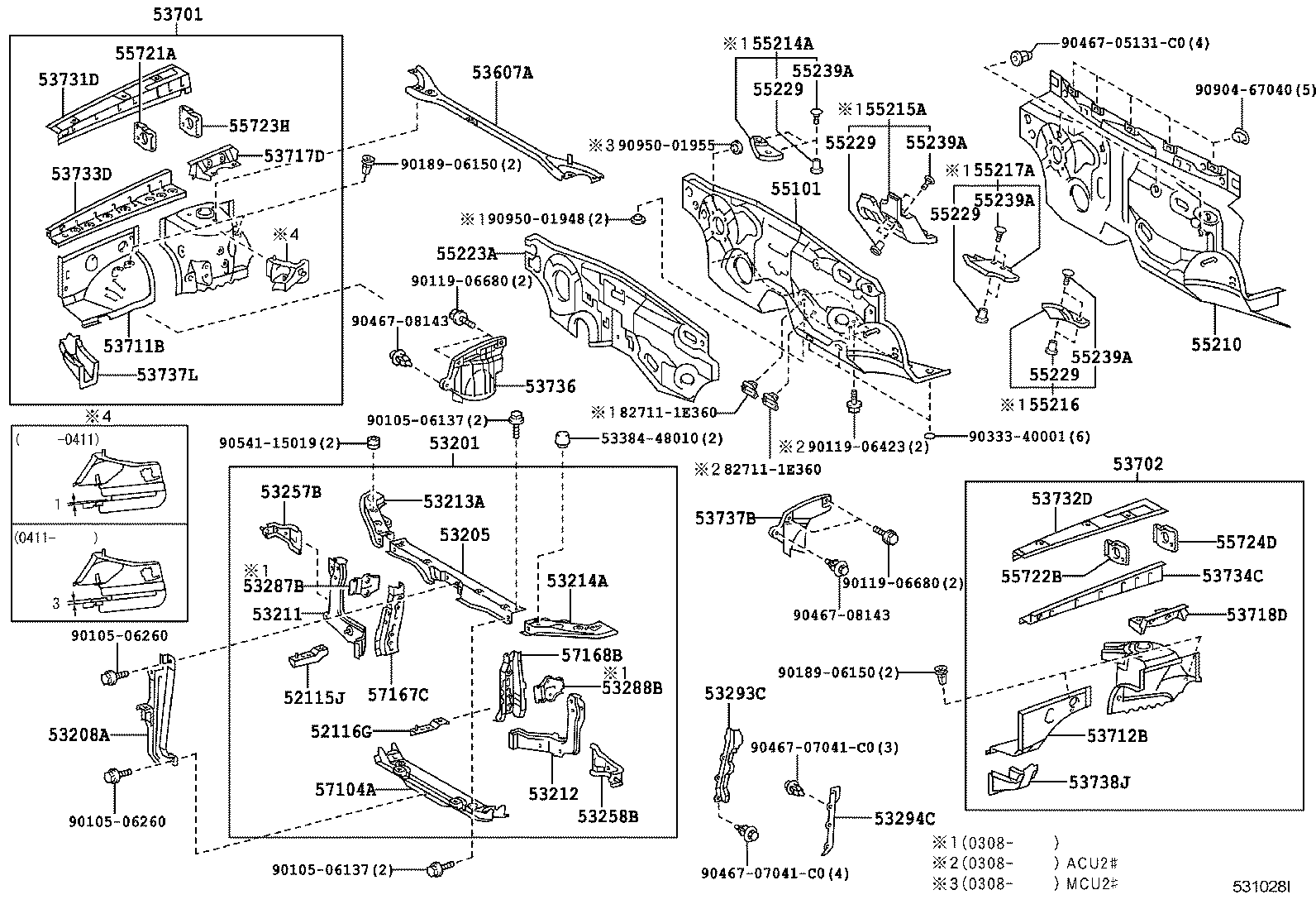  KLUGER L V |  FRONT FENDER APRON DASH PANEL