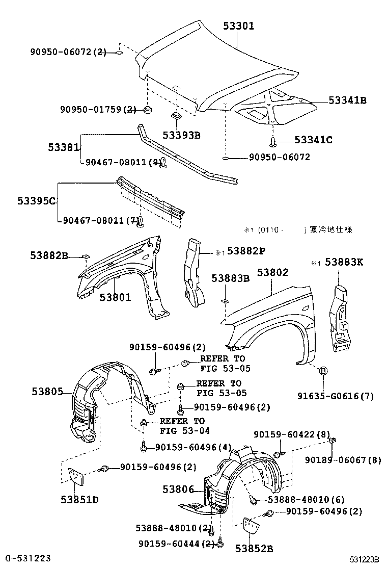  KLUGER L V |  HOOD FRONT FENDER
