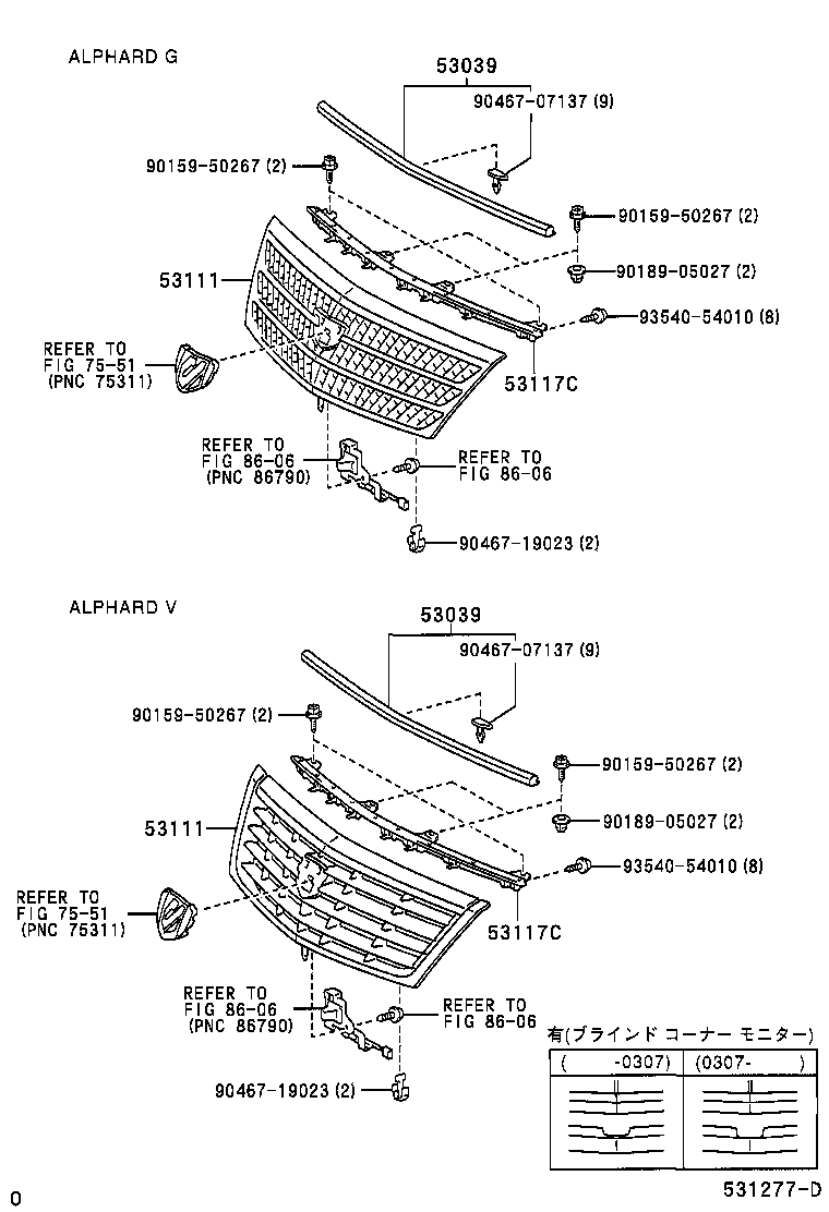 ALPHARD G V |  RADIATOR GRILLE