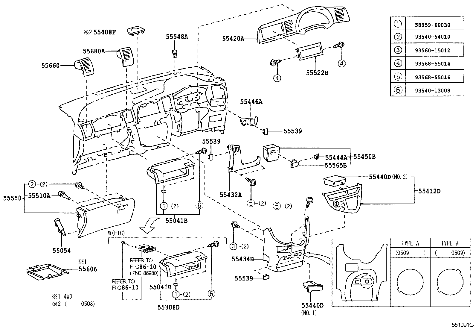  WISH |  INSTRUMENT PANEL GLOVE COMPARTMENT