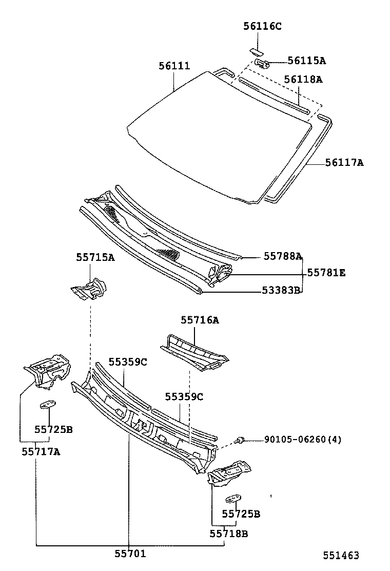  KLUGER HV |  COWL PANEL WINDSHIELD GLASS