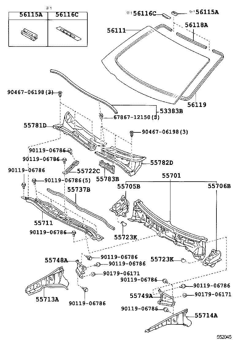  RAUM |  COWL PANEL WINDSHIELD GLASS