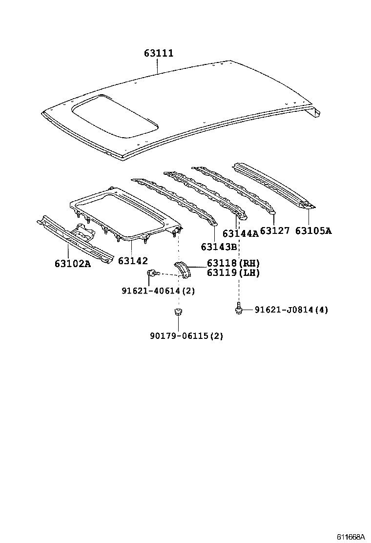  CALDINA |  ROOF PANEL BACK WINDOW GLASS