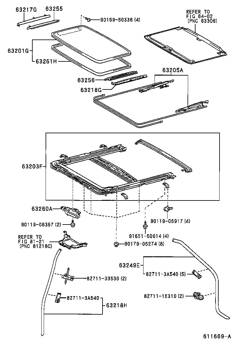  CALDINA |  ROOF PANEL BACK WINDOW GLASS