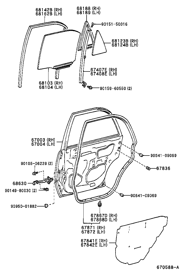  LEVIN TRUENO |  REAR DOOR PANEL GLASS