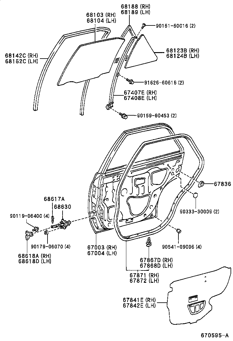  CALDINA |  REAR DOOR PANEL GLASS
