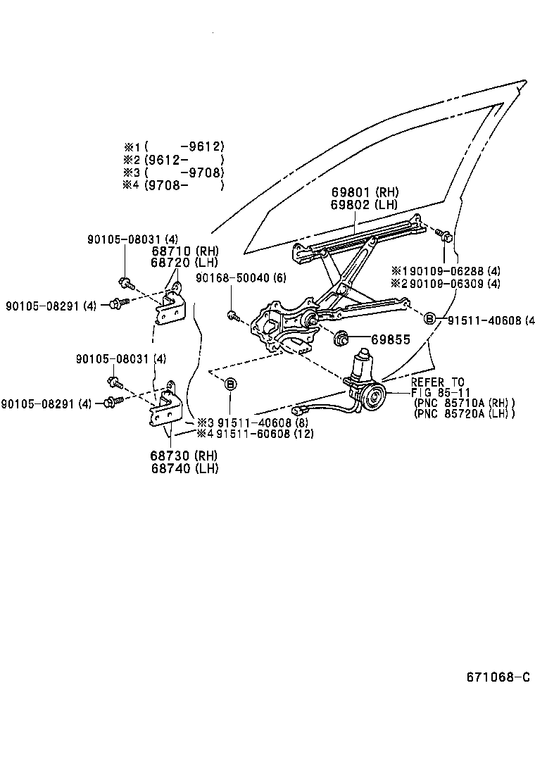  CALDINA |  FRONT DOOR WINDOW REGULATOR HINGE