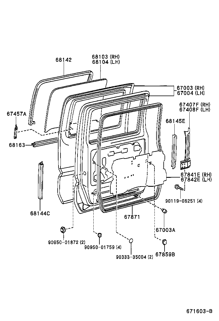  DYNA TOYOACE |  REAR DOOR PANEL GLASS