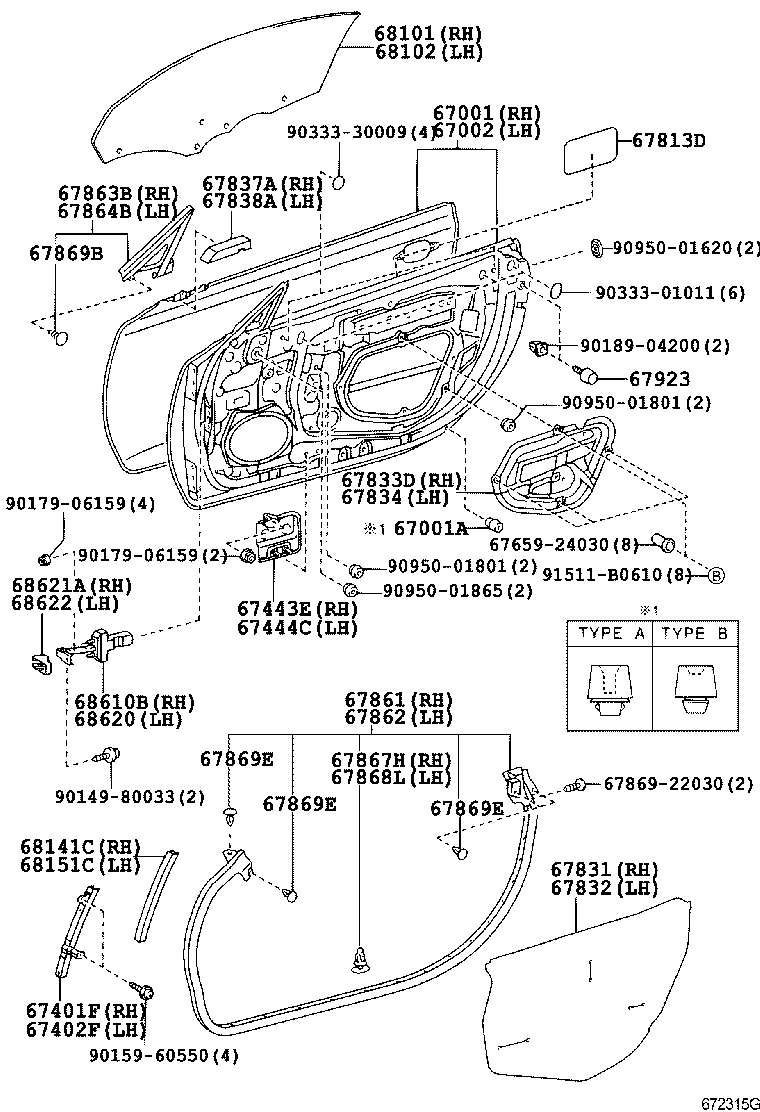  SOARER SC430 |  FRONT DOOR PANEL GLASS