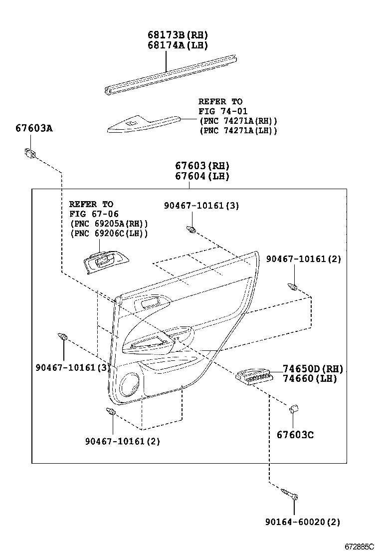  CALDINA |  REAR DOOR PANEL GLASS