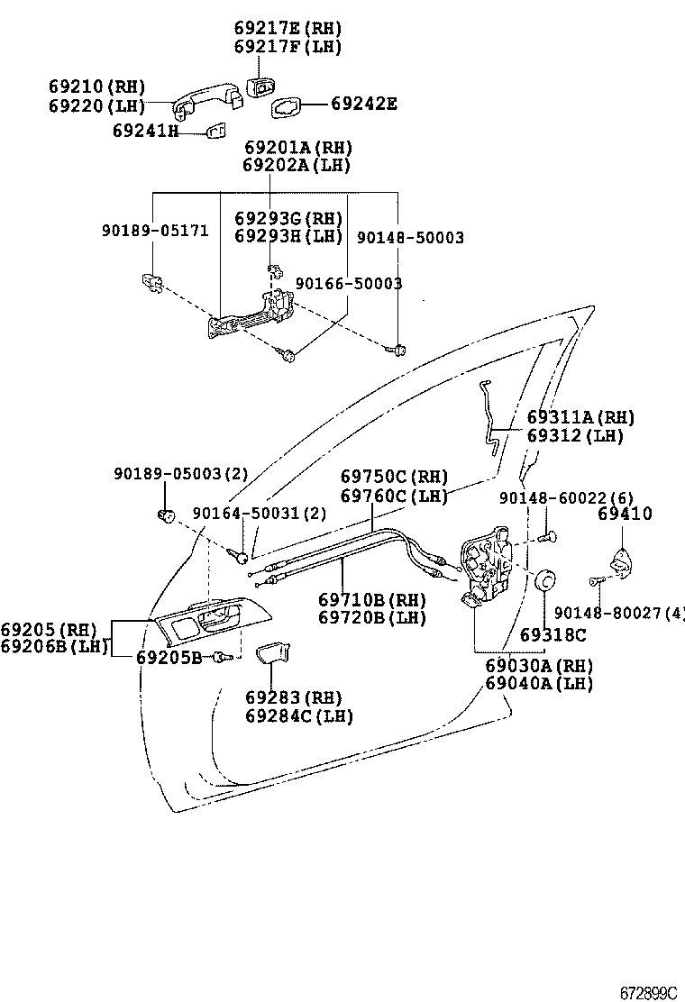  CALDINA |  FRONT DOOR LOCK HANDLE