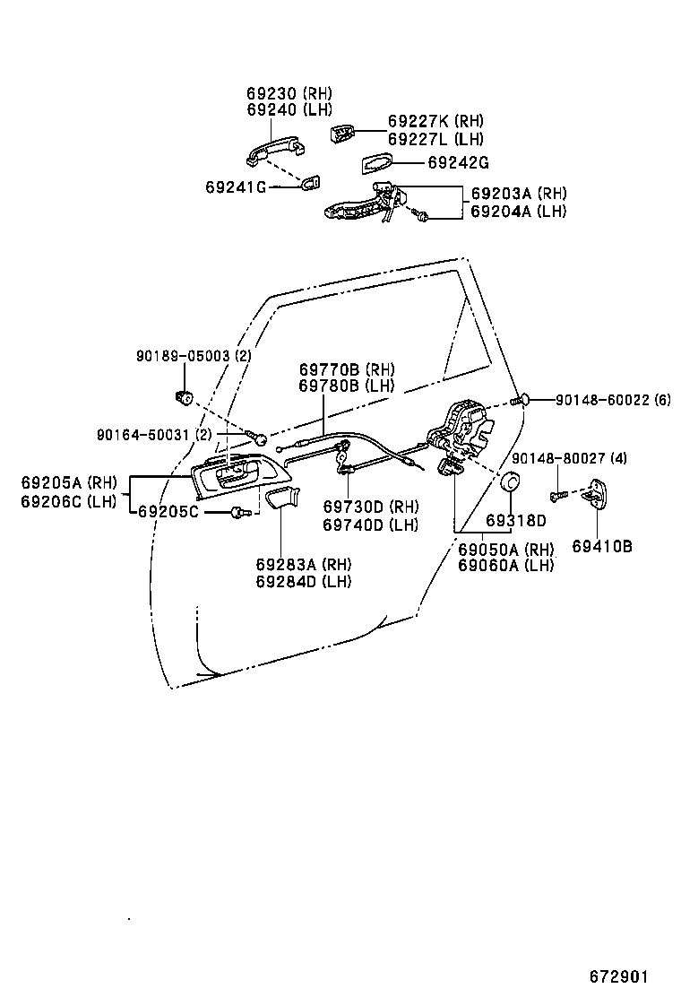  CALDINA |  REAR DOOR LOCK HANDLE
