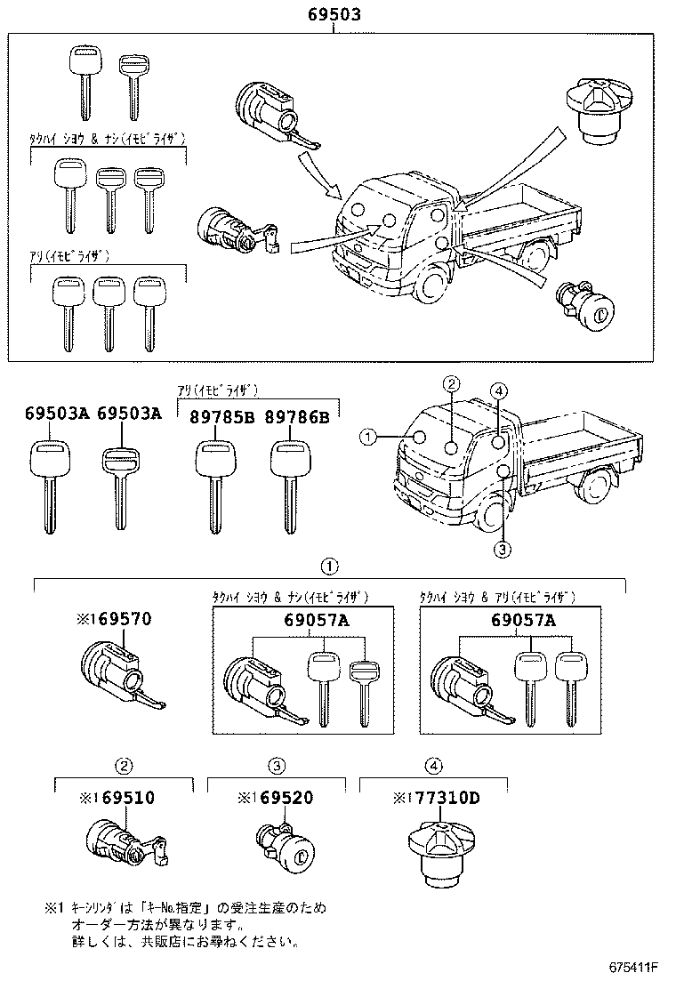  DYNA TOYOACE HV |  LOCK CYLINDER SET