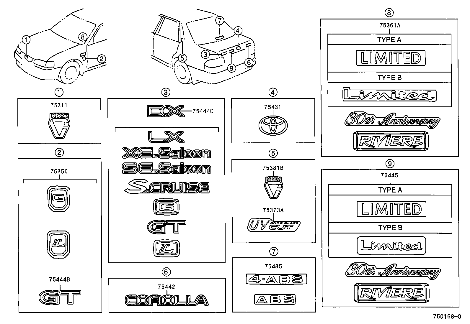  LEVIN TRUENO |  EMBLEM NAME PLATE EXTERIOR INTERIOR