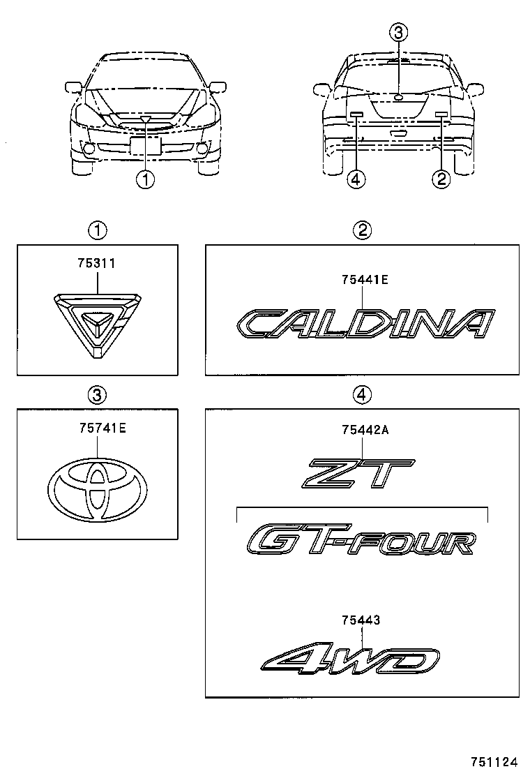  CALDINA |  EMBLEM NAME PLATE EXTERIOR INTERIOR