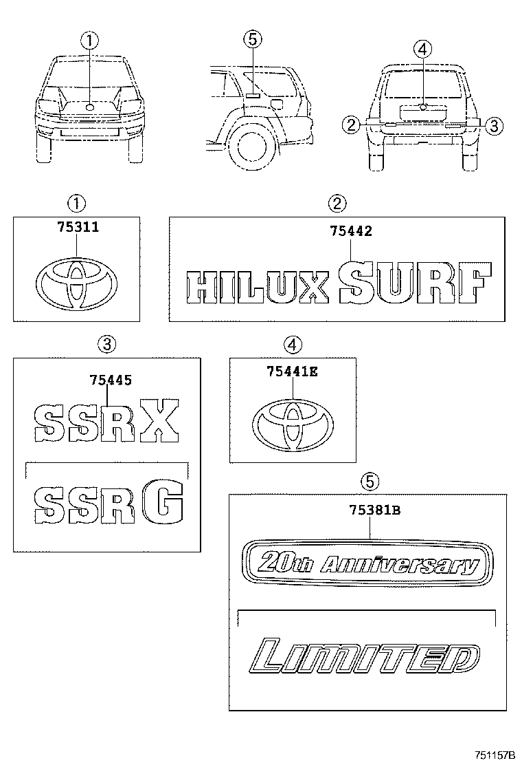  HILUX SURF |  EMBLEM NAME PLATE