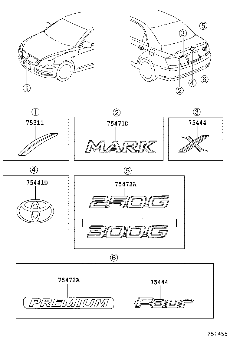  MARK X |  EMBLEM NAME PLATE EXTERIOR INTERIOR