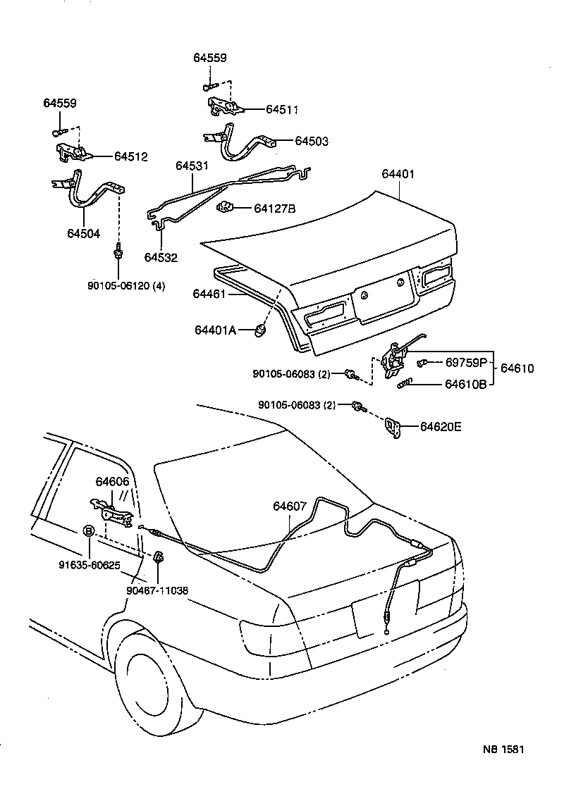  CALDINA |  LUGGAGE COMPARTMENT DOOR LOCK
