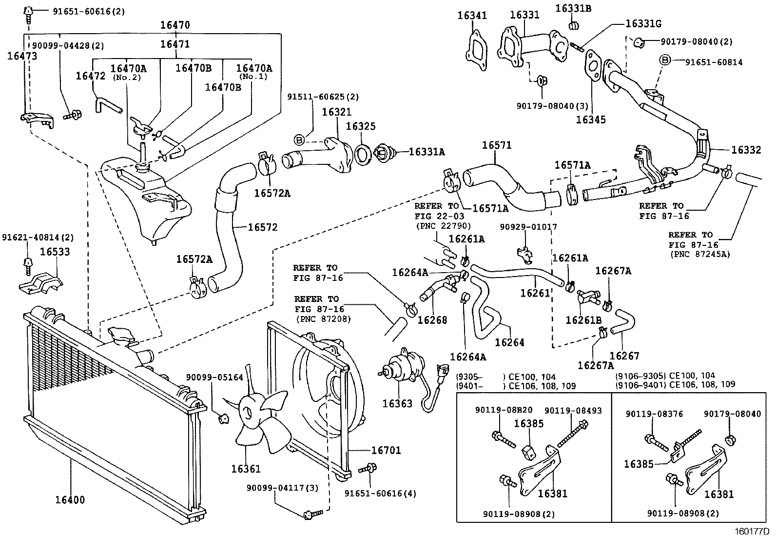 TOYOTA COROLLACE108G-AWMDS - TOOL-ENGINE-FUEL - RADIATOR WATER OUTLET