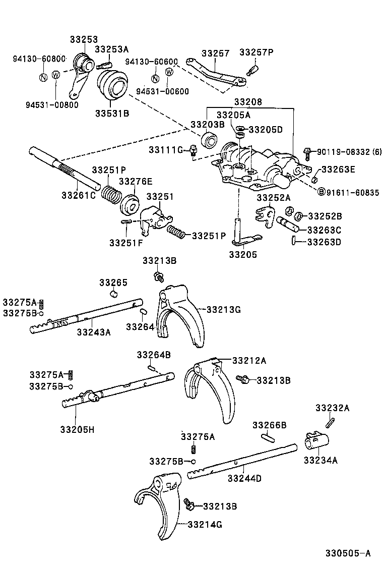  DYNA 200 TOYOACE G25 |  GEAR SHIFT FORK LEVER SHAFT MTM