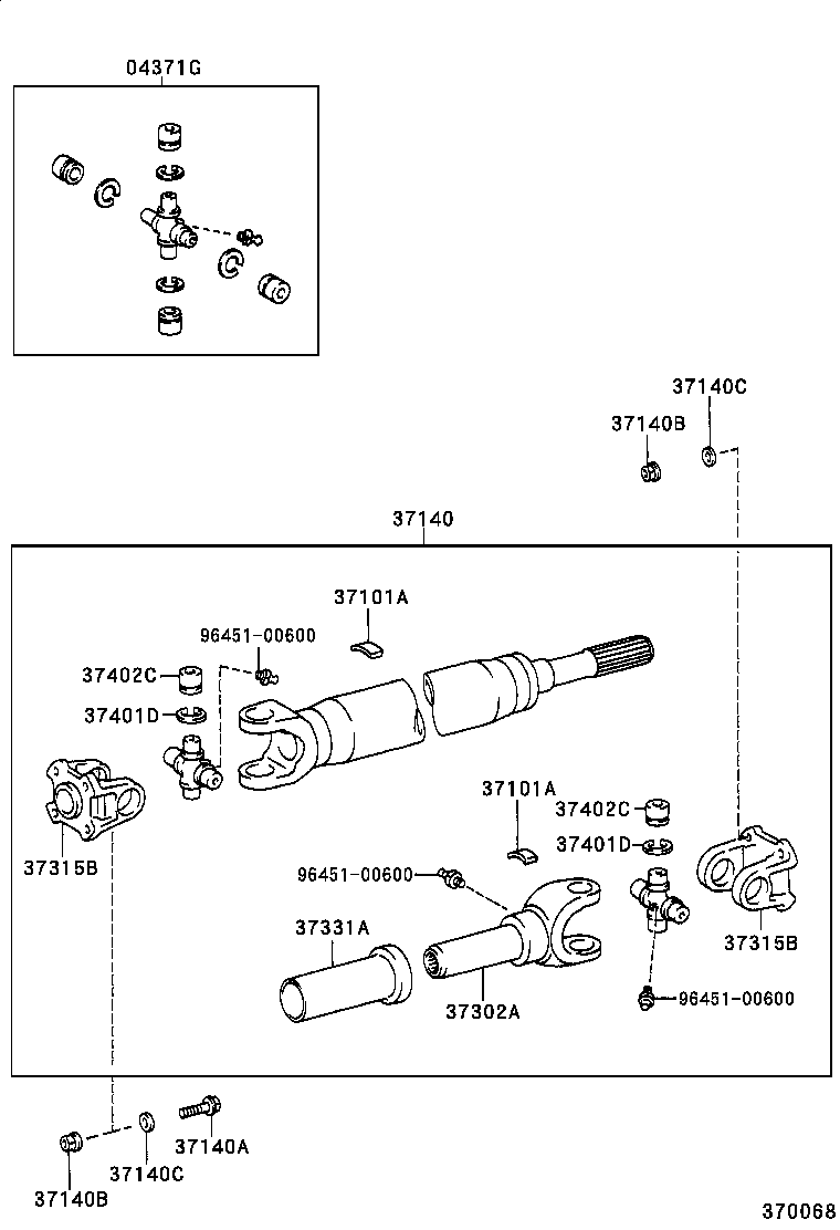  DYNA 200 TOYOACE G25 |  PROPELLER SHAFT UNIVERSAL JOINT