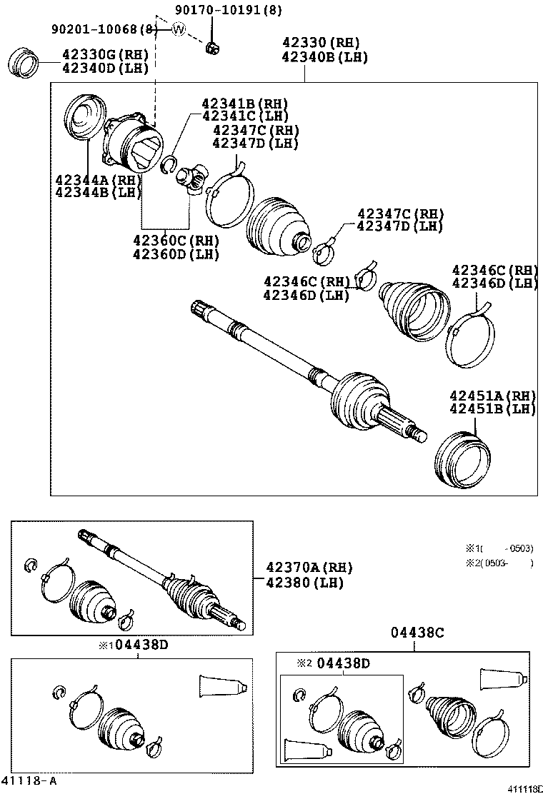 RAV4 J L |  REAR AXLE SHAFT HUB