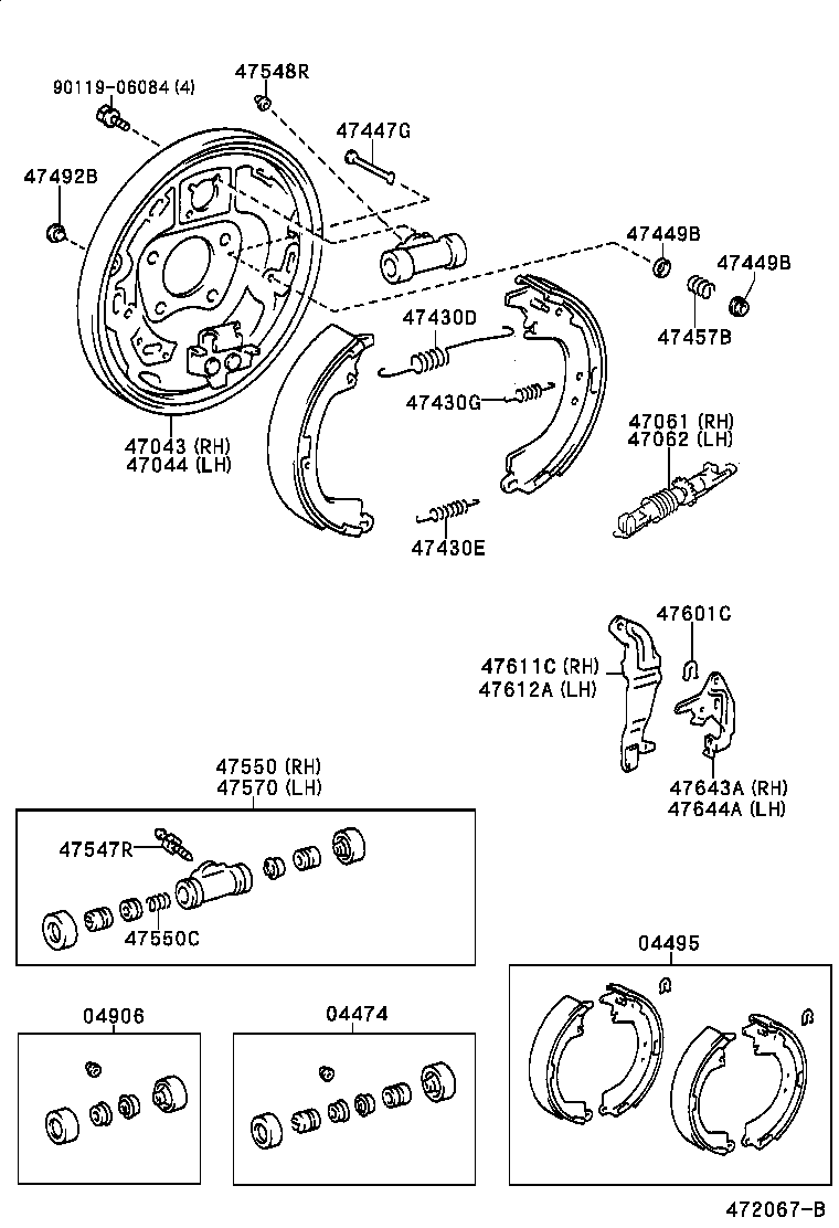  RAV4 J L |  REAR DRUM BRAKE WHEEL CYLINDER BACKING PLATE