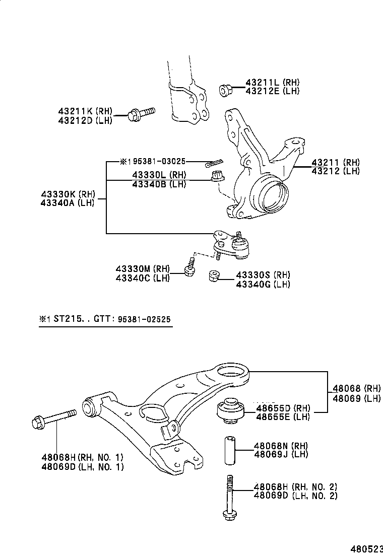  CALDINA |  FRONT AXLE ARM STEERING KNUCKLE