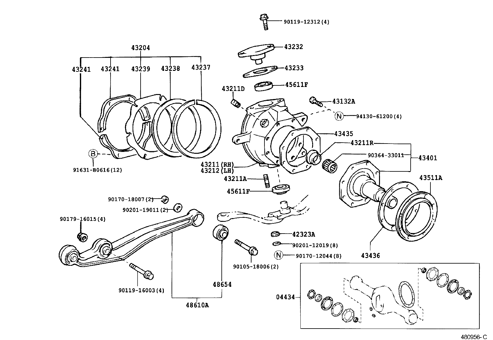  LAND CRUISER S T H T |  FRONT AXLE ARM STEERING KNUCKLE