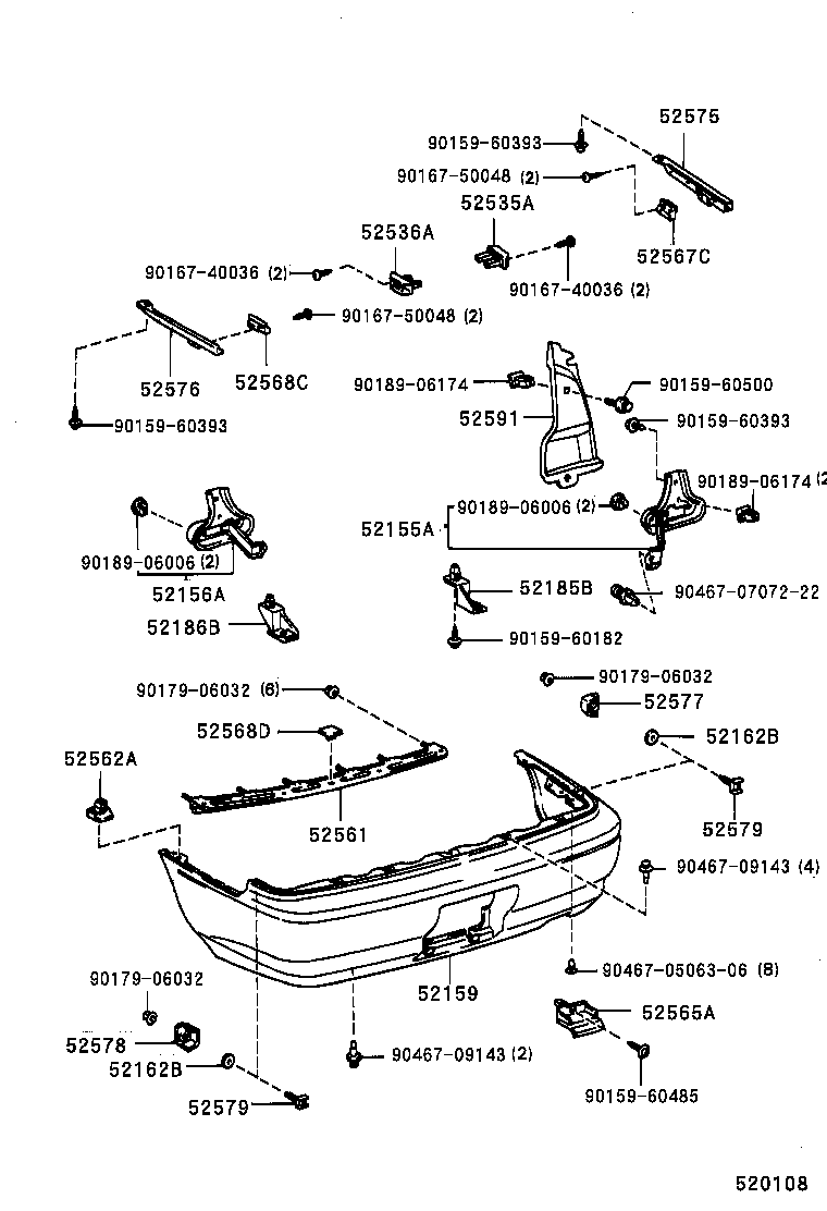  LVN CRE TRN MRN |  REAR BUMPER BUMPER STAY