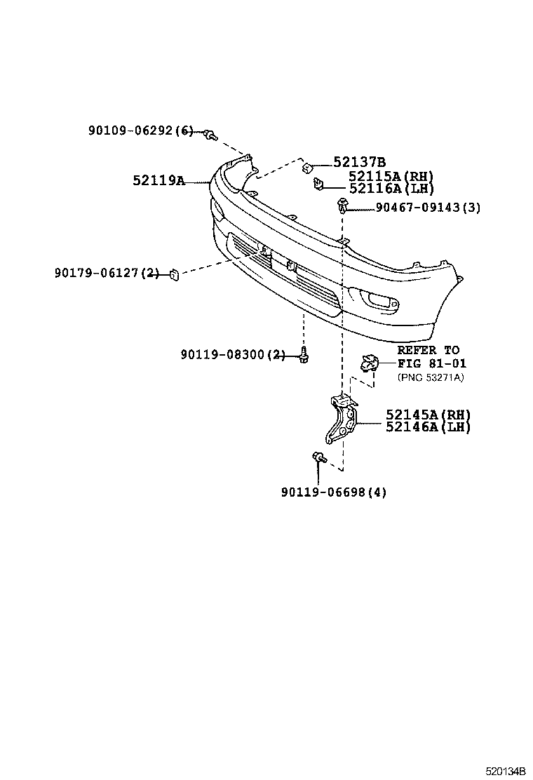  REGIUS TOURING HIACE |  FRONT BUMPER BUMPER STAY