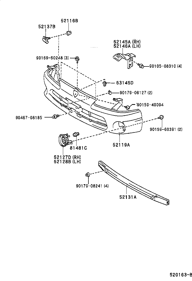  LEVIN TRUENO |  FRONT BUMPER BUMPER STAY