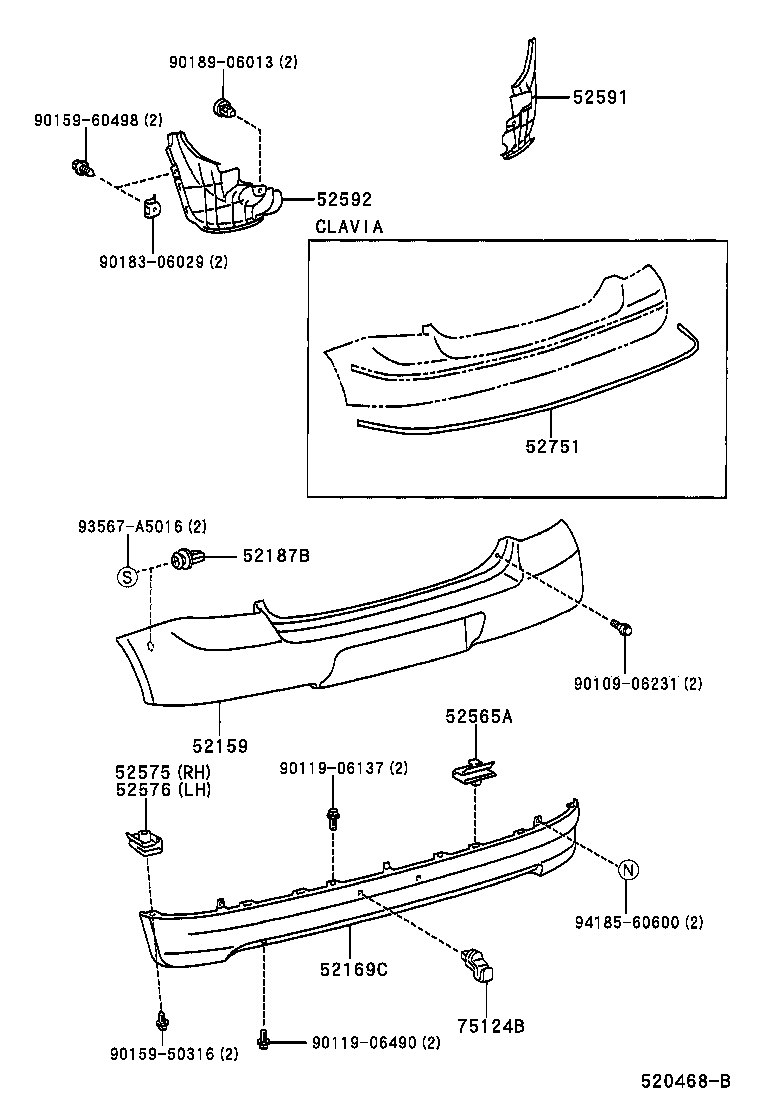  VITZ |  REAR BUMPER BUMPER STAY