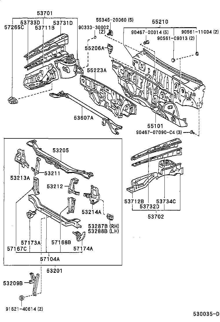  CARINA FF |  FRONT FENDER APRON DASH PANEL
