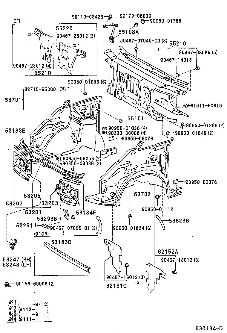  ESTIMA |  FRONT FENDER APRON DASH PANEL
