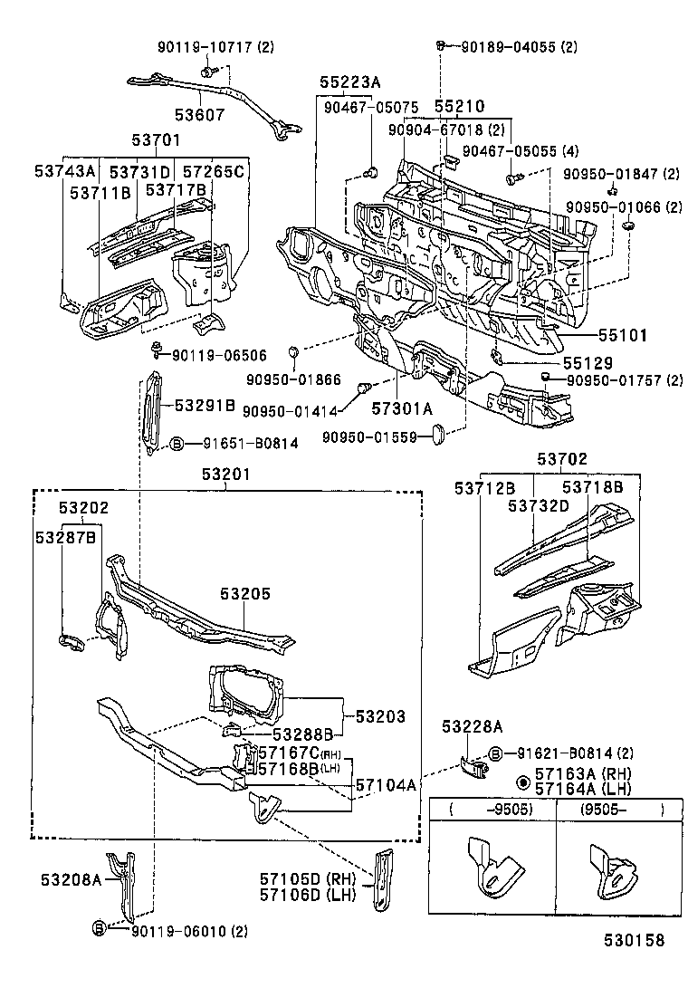  LVN CRE TRN MRN |  FRONT FENDER APRON DASH PANEL