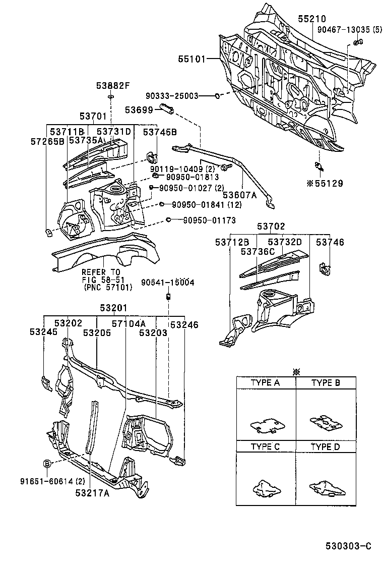  RAV4 |  FRONT FENDER APRON DASH PANEL