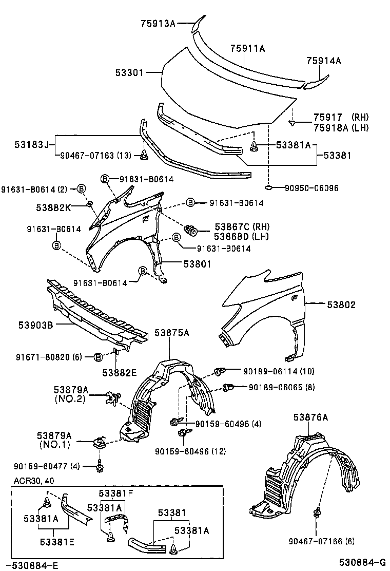  ESTIMA T L |  HOOD FRONT FENDER