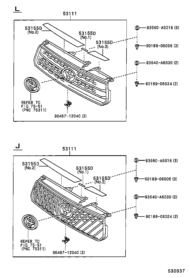  RAV4 J L |  RADIATOR GRILLE