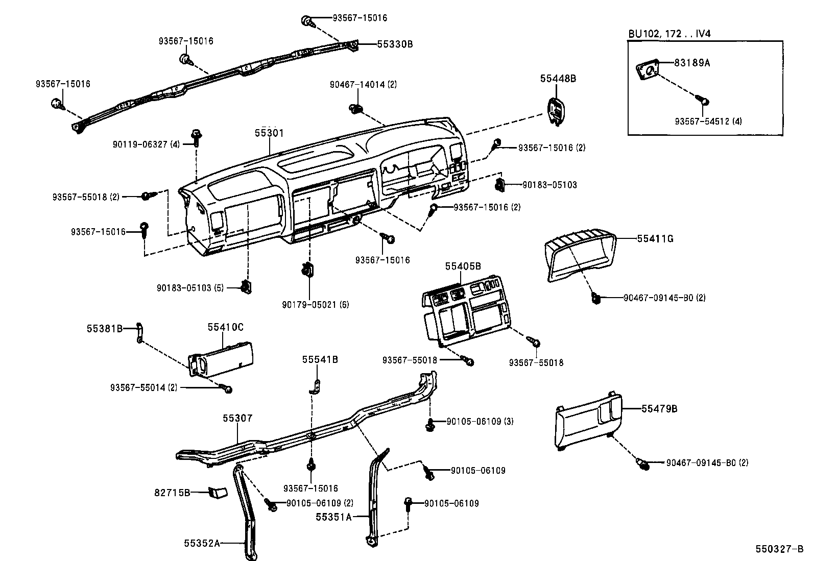  DYNA 200 TOYOACE G25 |  INSTRUMENT PANEL GLOVE COMPARTMENT