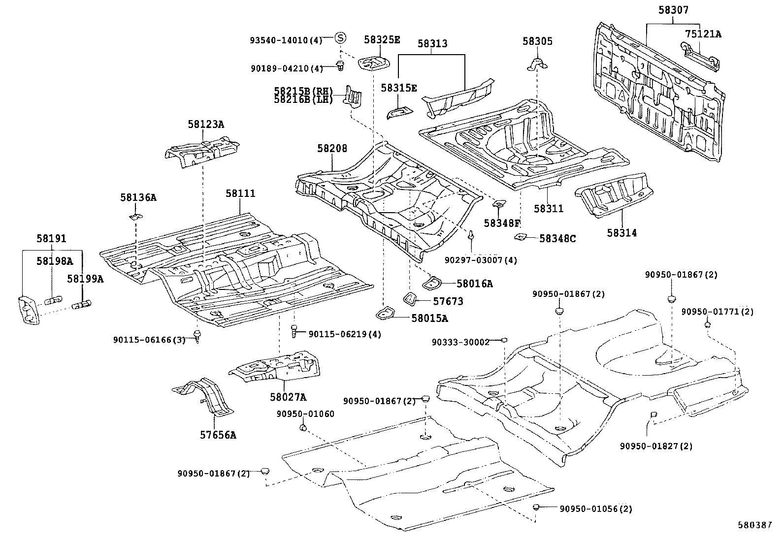  LVN CRE TRN MRN |  FLOOR PAN LOWER BACK PANEL