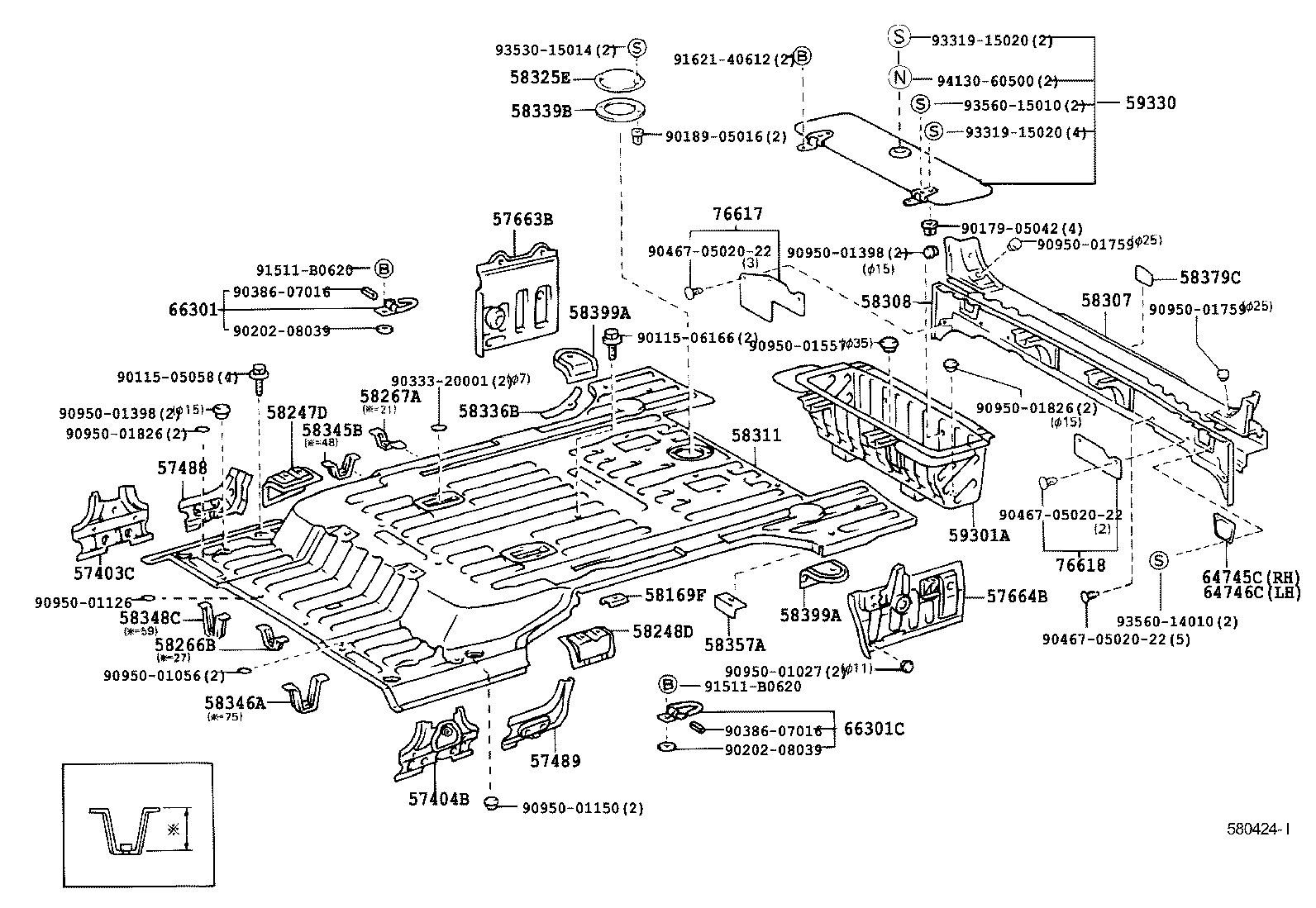 LAND CRUISER S T H T | REAR FLOOR PANEL REAR FLOOR MEMBER