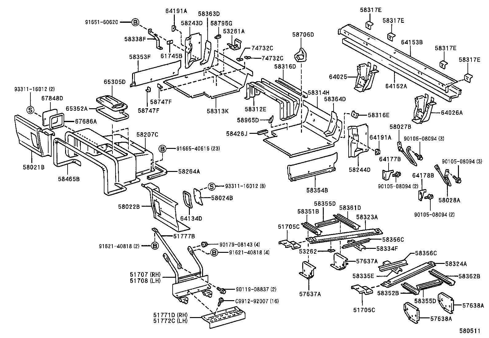  DYNA 200 TOYOACE G25 |  REAR FLOOR PANEL REAR FLOOR MEMBER