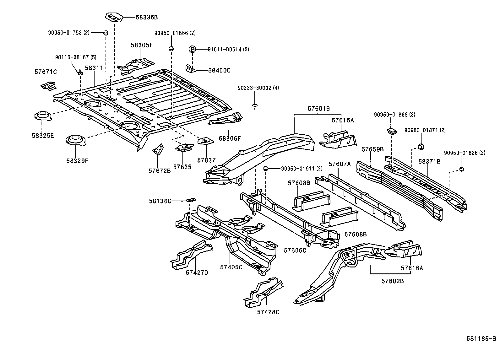  RAV4 J L |  REAR FLOOR PANEL REAR FLOOR MEMBER