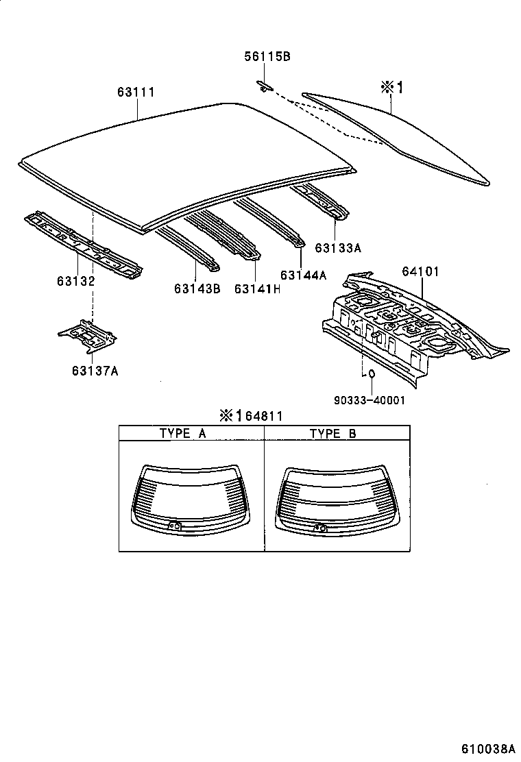  CARINA FF |  ROOF PANEL BACK WINDOW GLASS