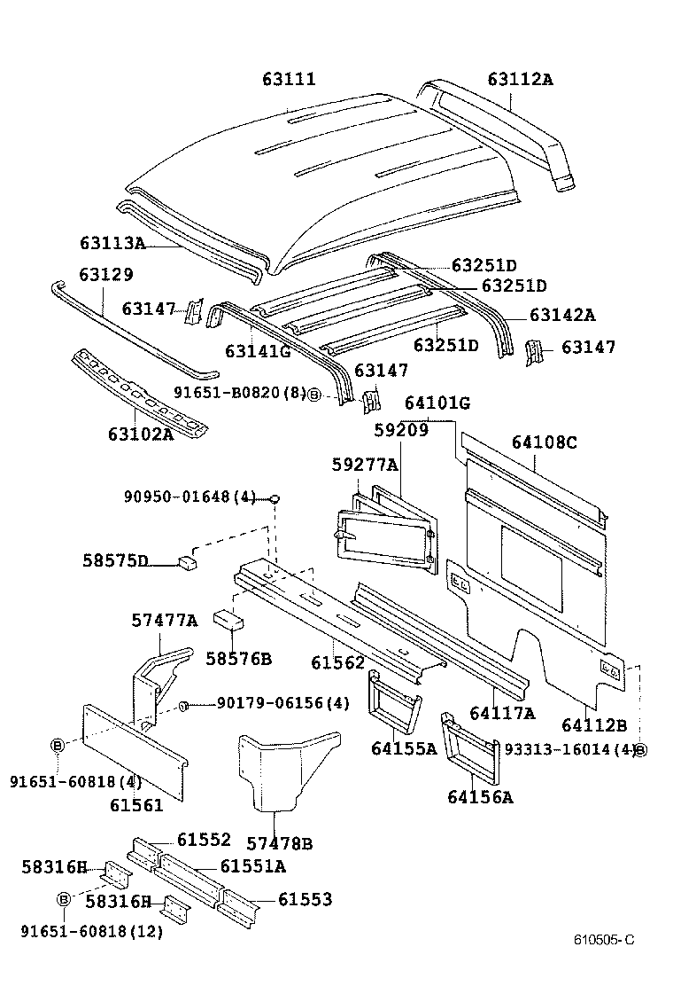  LAND CRUISER S T H T |  ROOF PANEL BACK PANEL