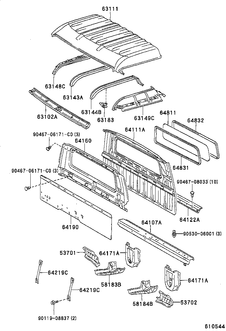  DYNA 200 TOYOACE G25 |  ROOF PANEL BACK PANEL