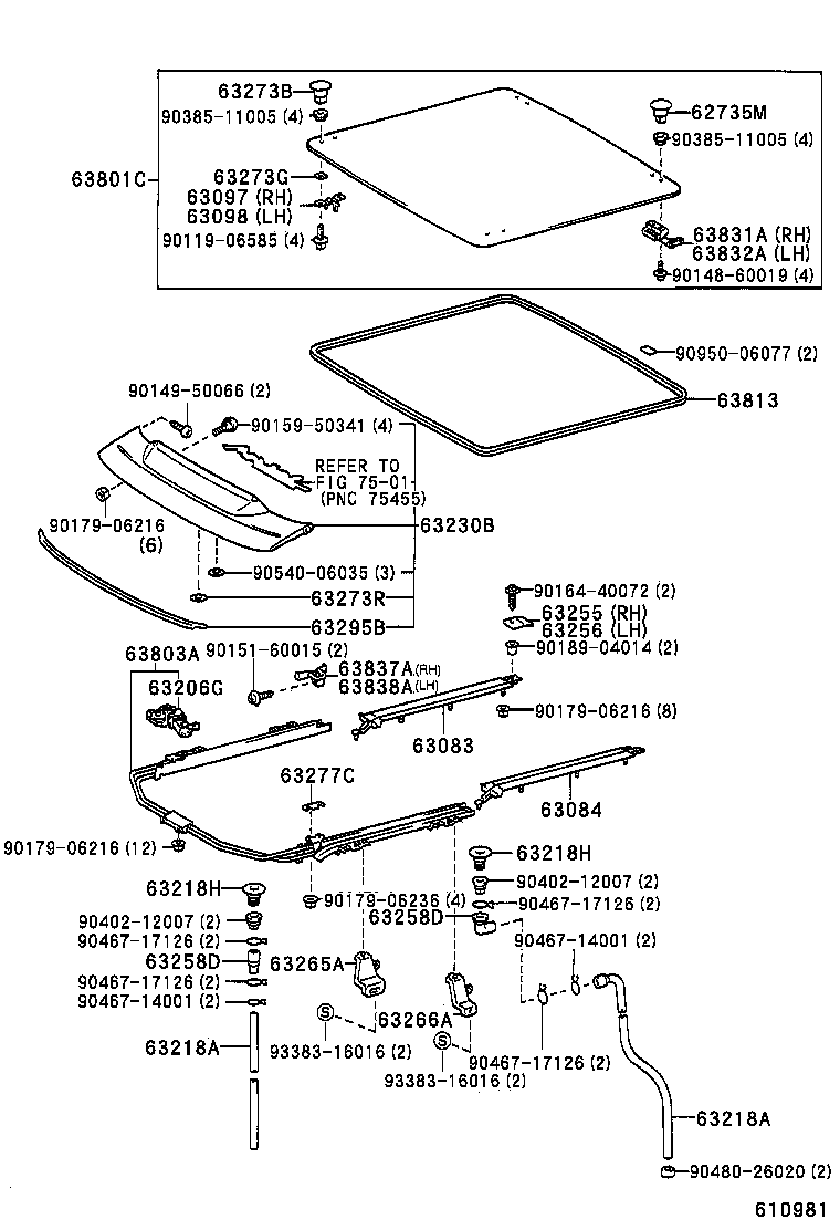  CALDINA |  ROOF PANEL BACK WINDOW GLASS